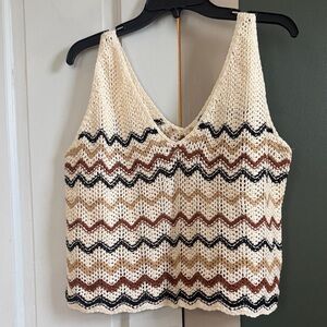 Wrangler Cream and Brown Zigzag Tank Top
